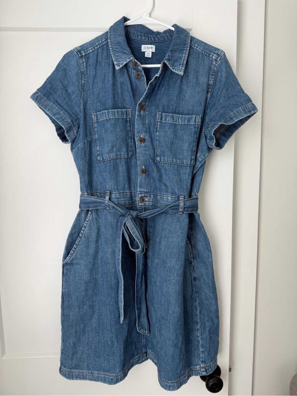 J. Crew Factory Denim Shirt Dress in Medium Blue